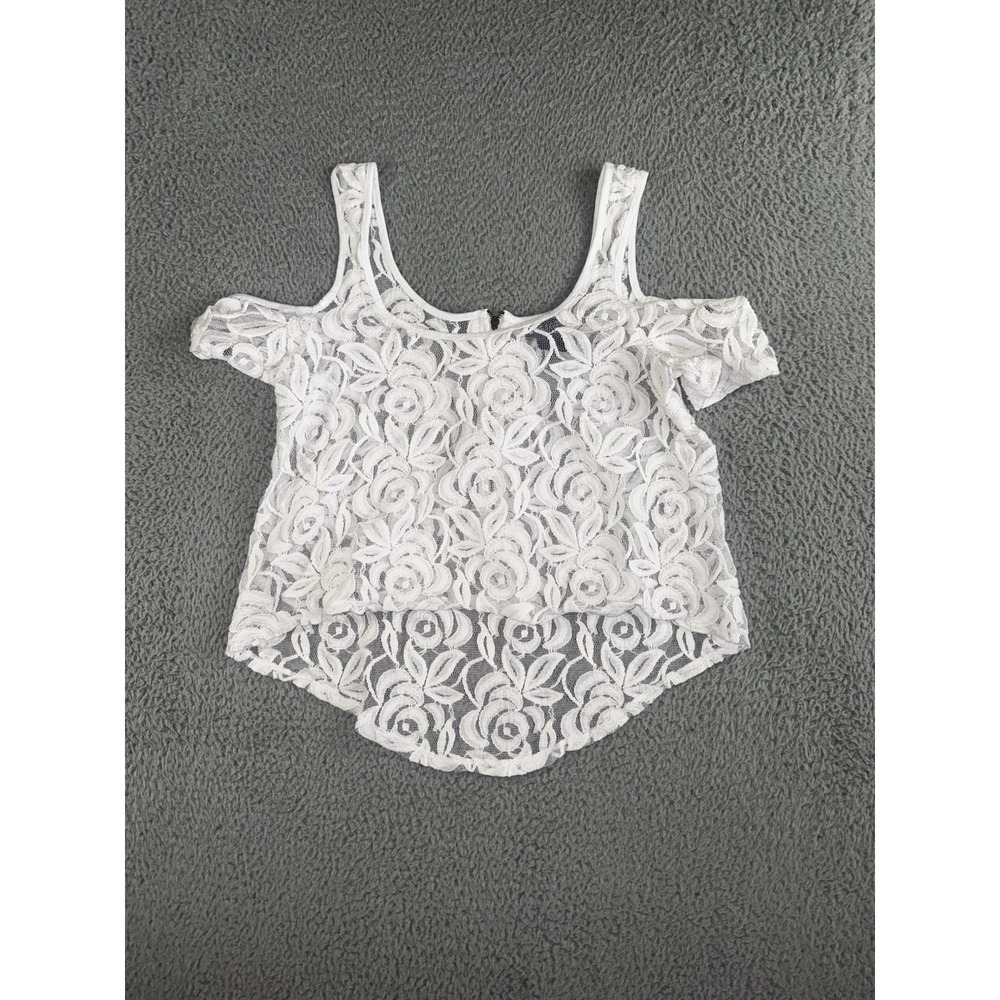 Vintage Floral Lace Top Women Large Off Shoulder Romantic Coquette Y2K